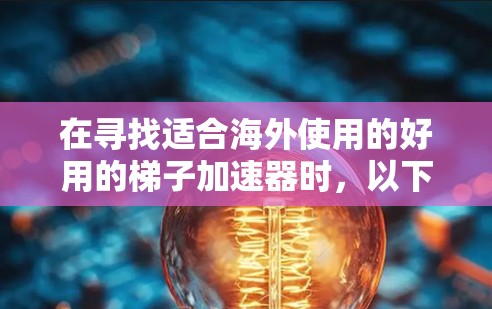在寻找适合海外使用的好用的梯子加速器时，以下是一些关键考虑因素和推荐选择